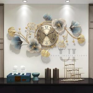 Gold Metal Wall Clock for Hall | Luxury Wall Decor Items for Living Room | Big Size Home Decor Items for Wall Decoration | Stylish Latest Artistic Clock for Home