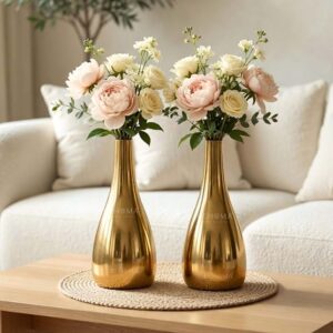 BEHOMA Golden Metal Flower Vase Set of - Set of 2