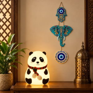Desidiya® Cute Panda Night Lamp - for BedroLamp om,Silicone Color Changing LED Touch Light, Poable for Kids, BPA-Free Bed Lamp for Kids, Nightlight for Home Decoration, Valentine Special. Artvibes Designer Elephant Wooden Wall Hanging For Luck Properity For Home Decoration | Livingroom | Spiritual Decor Items | Wall Illustrations | Ethnic Wall Decor | Wall Art Print (WH_8506N)